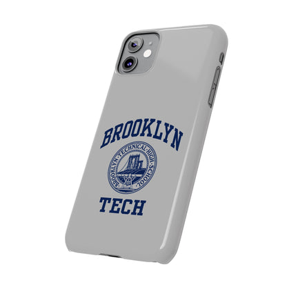 Brooklyn Tech Slim Phone Case - Grey with Navy-Blue Logo