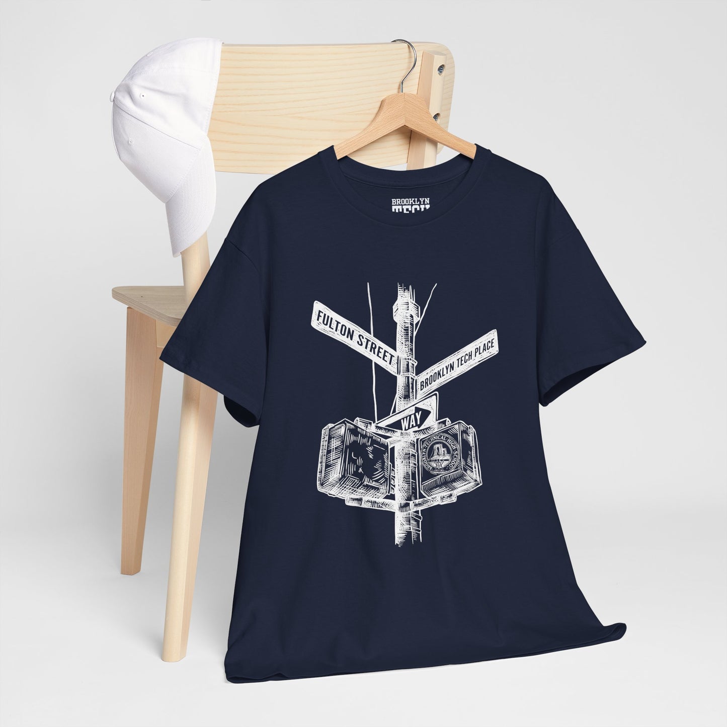 Boutique - Fulton St & Brooklyn Tech Pl - (white Graphic) Men's Heavy Cotton T-Shirt