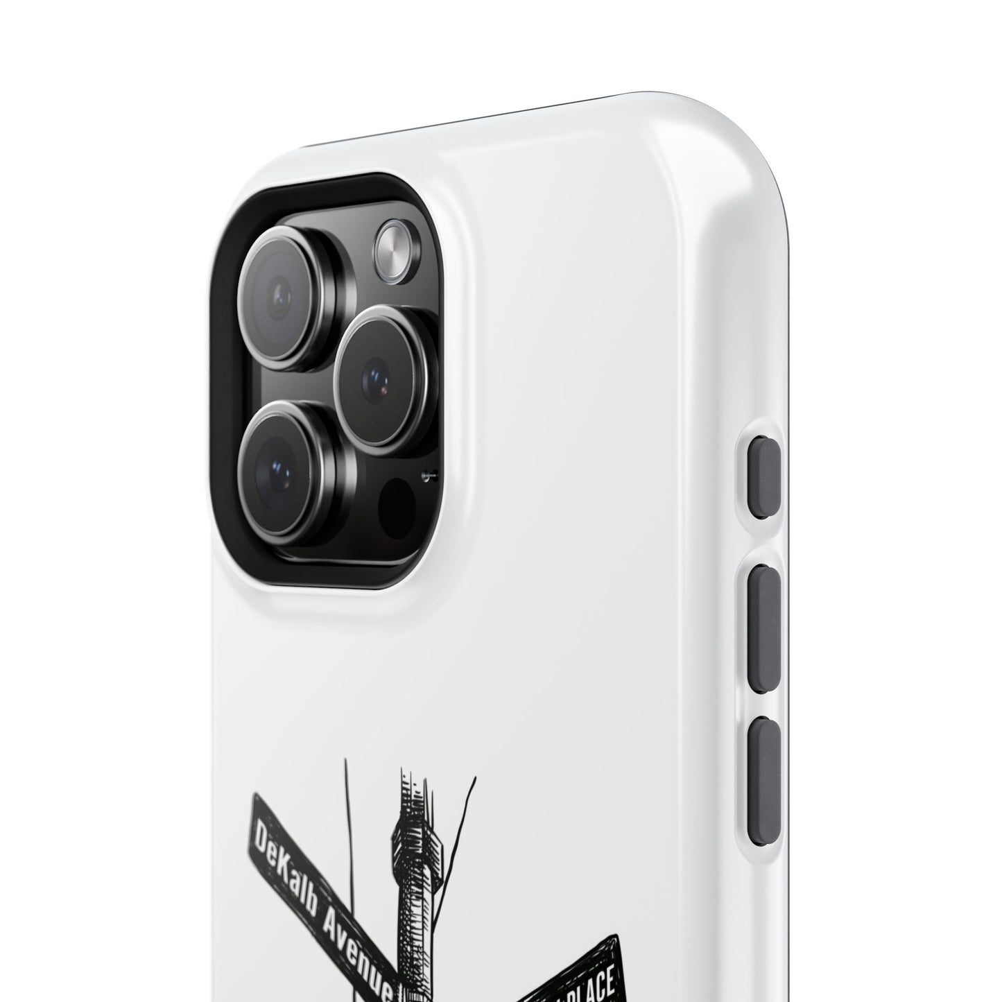 Dekalb Ave & Brooklyn Tech Pl (black graphic) - Impact-Resistant Phone Cases - White