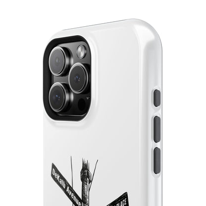 Dekalb Ave & Brooklyn Tech Pl (black graphic) - Impact-Resistant Phone Cases - White