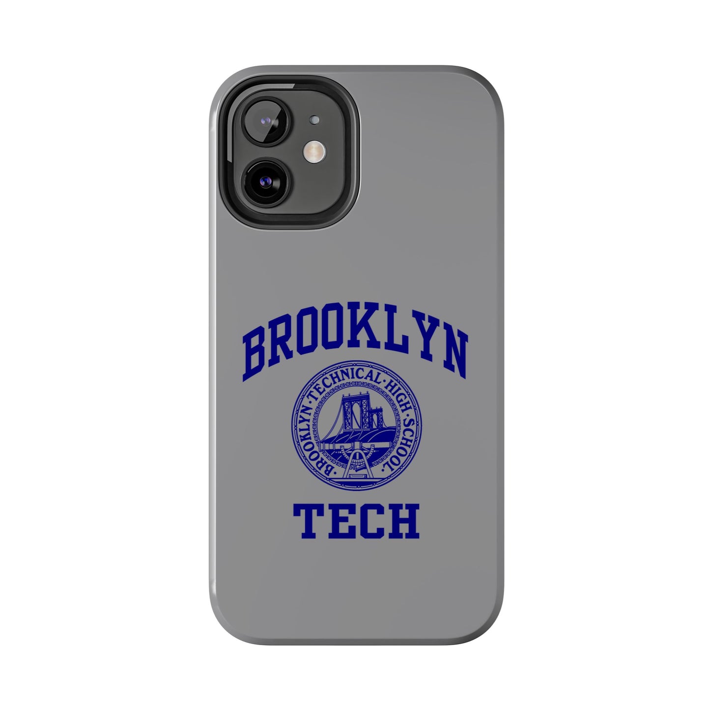 Brooklyn Tech Classic Logo - Tough Phone Case - Grey with Navy-Blue graphics