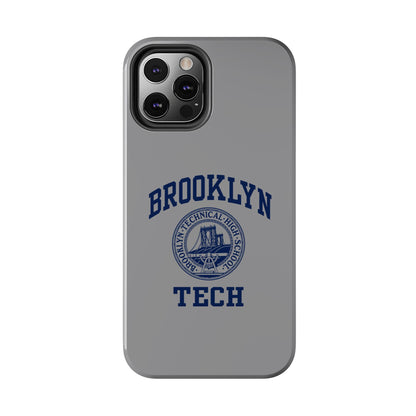 Classic Logo with Brooklyn Tech - Tough Phone Case - Grey with Navy-Blue graphics