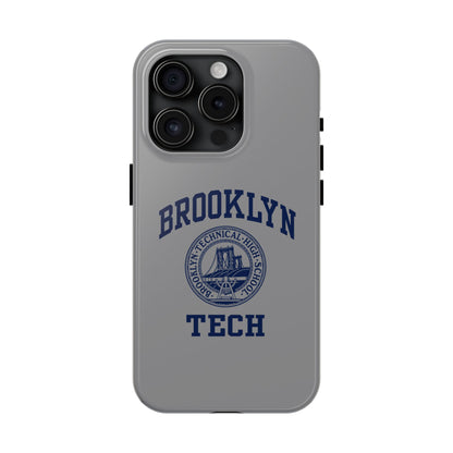 Classic Logo with Brooklyn Tech - Tough Phone Case - Grey with Navy-Blue graphics