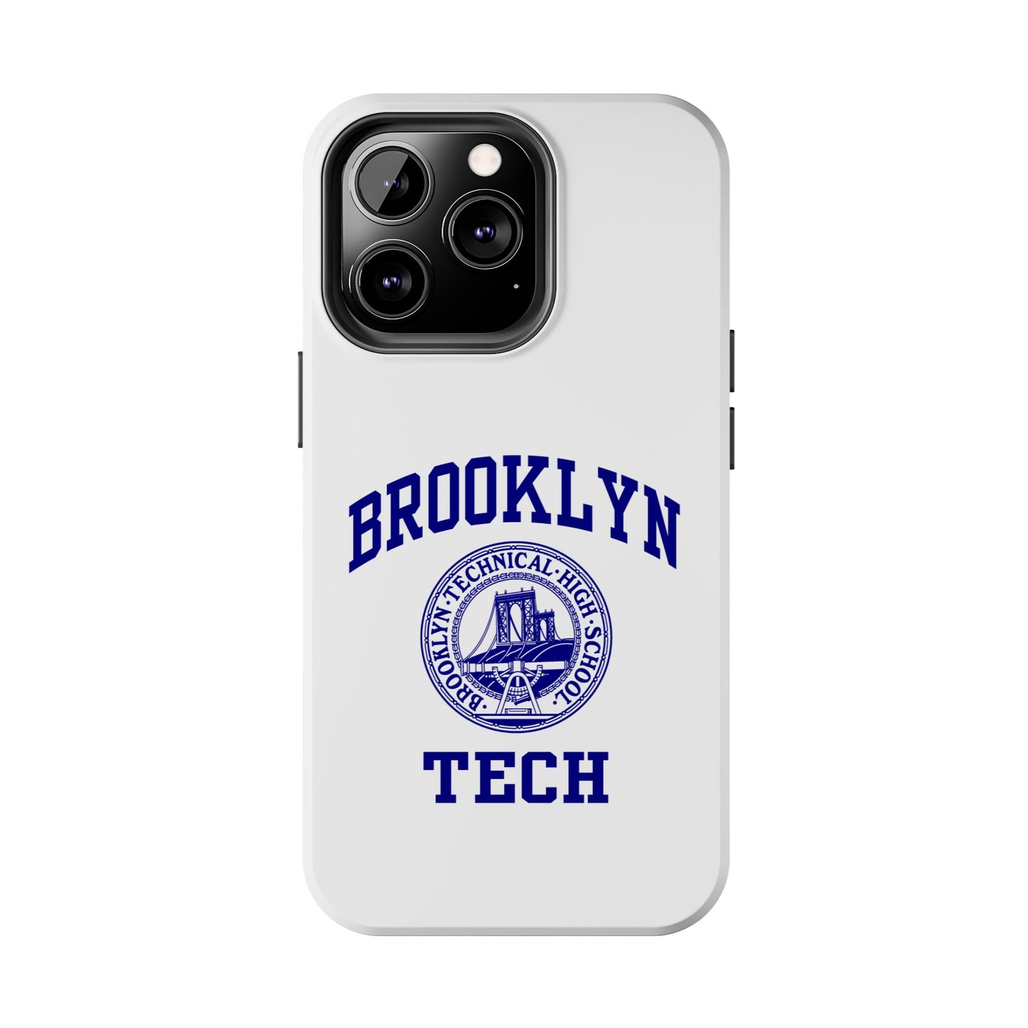 Brooklyn Tech Classic Logo - Tough Phone Cases - White with navy-blue graphic