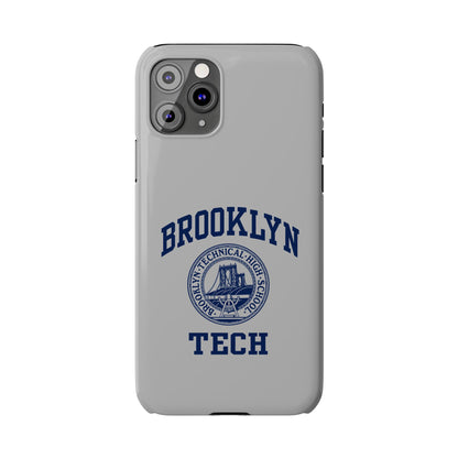 Brooklyn Tech Slim Phone Case - Grey with Navy-Blue Logo