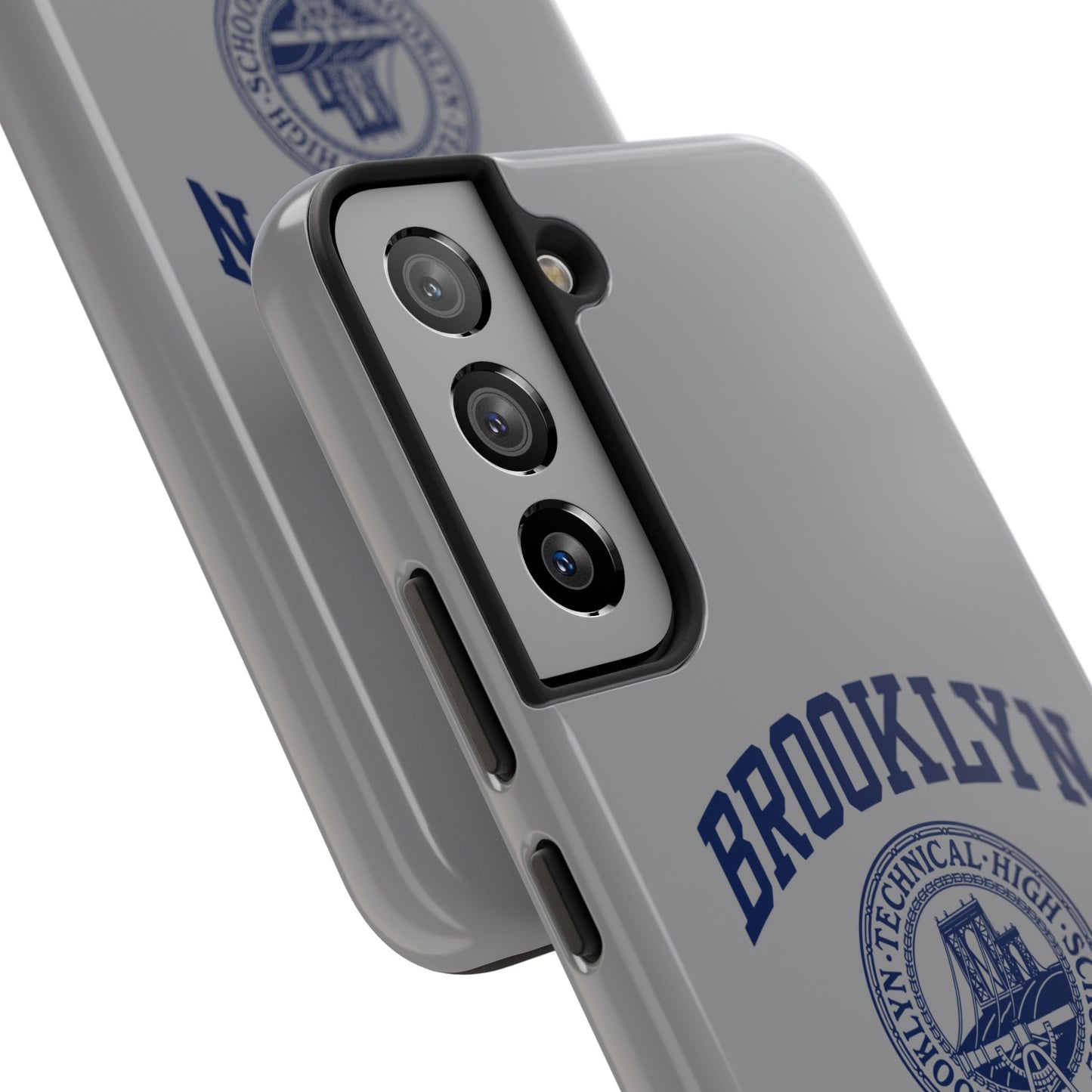 Classic Logo with Brooklyn Tech - Tough Phone Case - Grey with Navy-Blue graphics