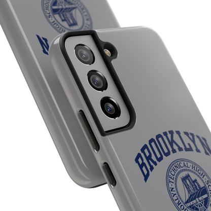 Classic Logo with Brooklyn Tech - Tough Phone Case - Grey with Navy-Blue graphics