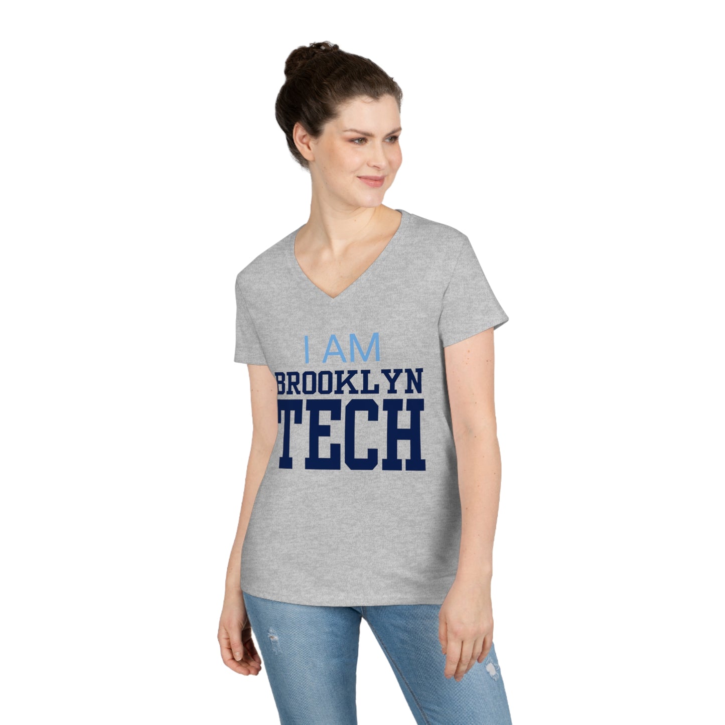 Classic Tech Seal - I Am Brooklyn Tech - Ladies V-Neck T-Shirt