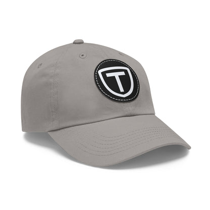 Shield With T Logo - Hat With Circular Leather Patch - White