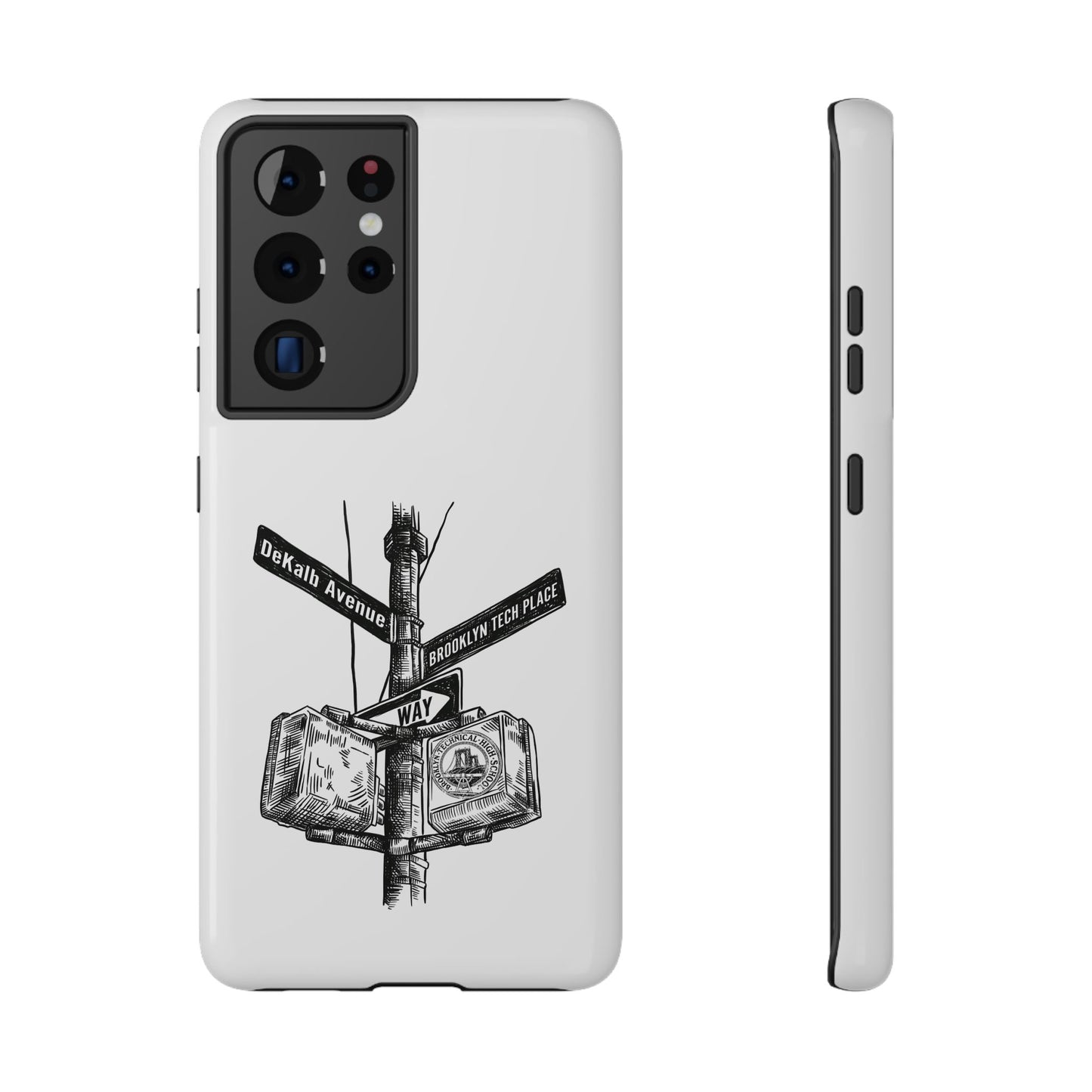 Dekalb Ave & Brooklyn Tech Pl (black graphic) - Impact-Resistant Phone Cases - White