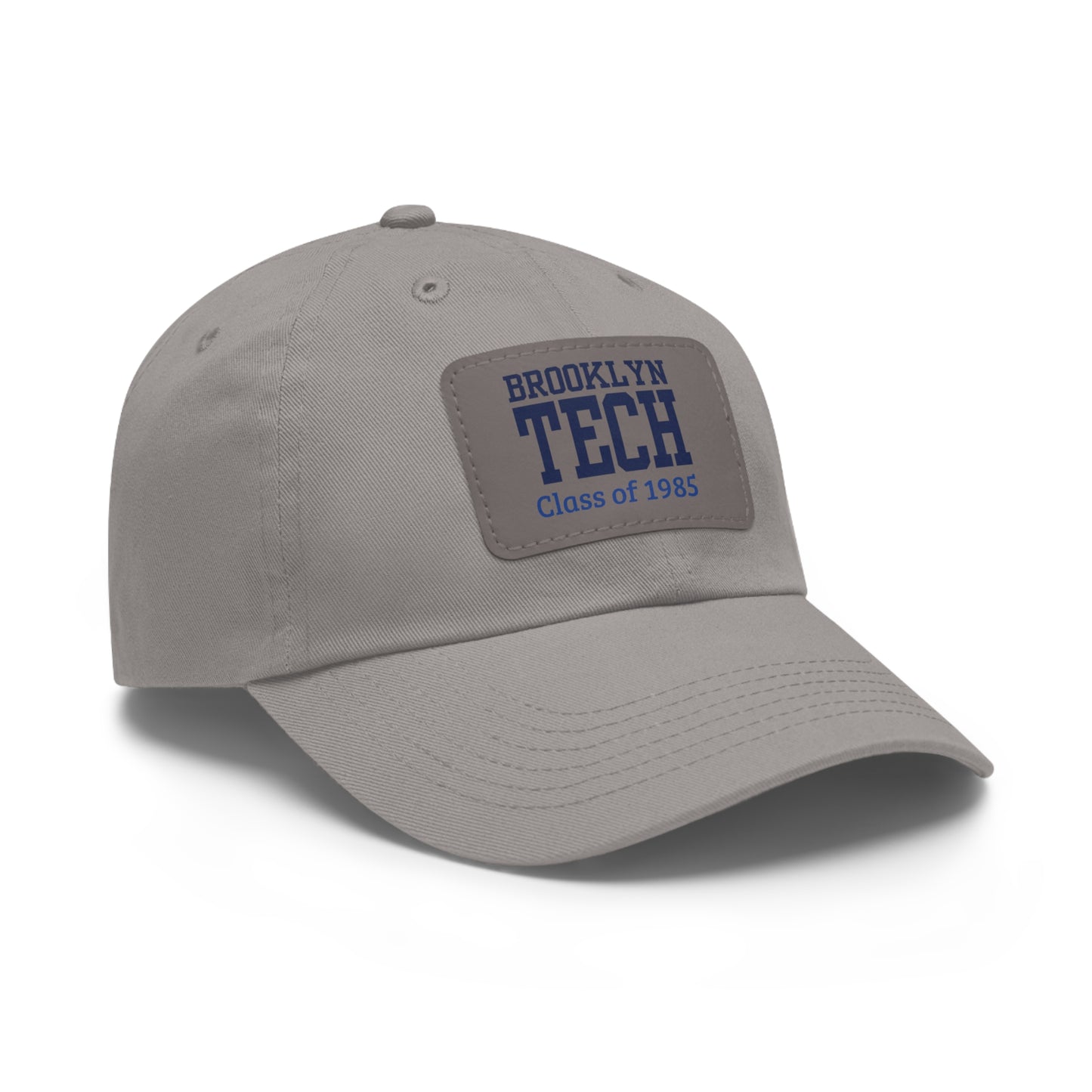 Classic Brooklyn Tech - Hat with Leather Patch (Rectangle) - Class of 1985 - Navy Font