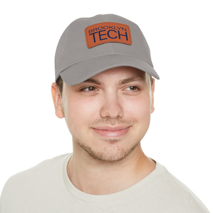 Modern Brooklyn Tech - Hat With Rectangular Leather Patch - Navy