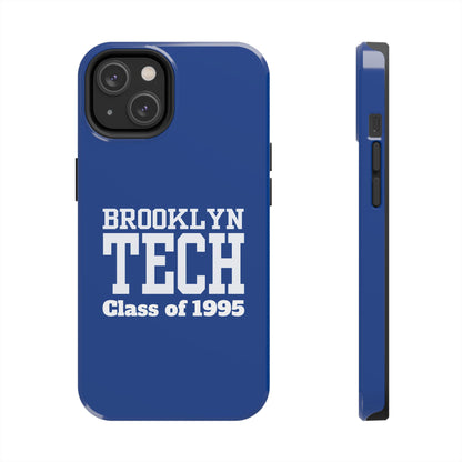 Brooklyn Tech Class of 1995 Tough Phone Case - Blue with white graphics