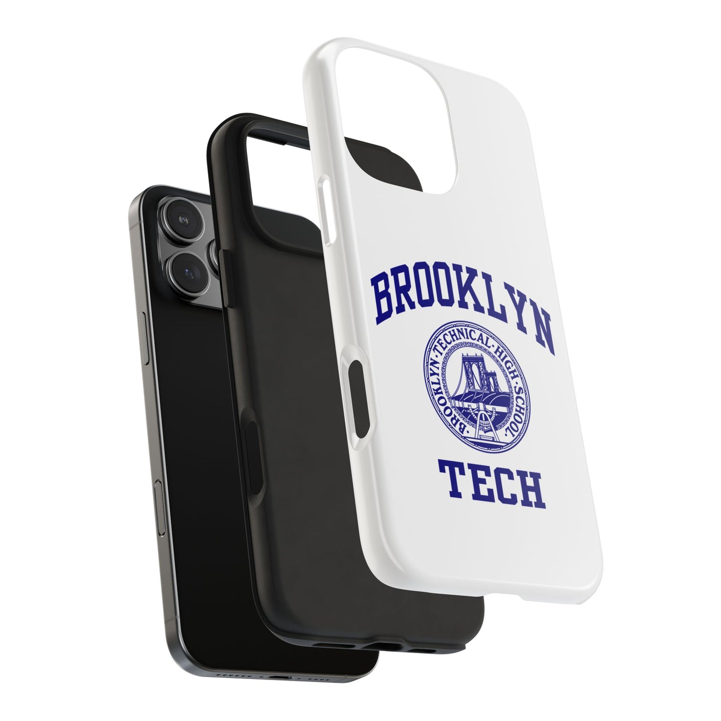 Brooklyn Tech Classic Logo - Tough Phone Cases - White with navy-blue graphic