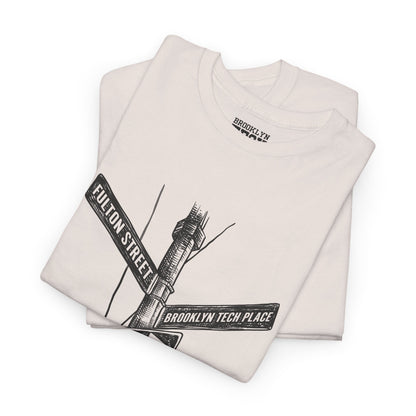 Boutique - Fulton St & Brooklyn Tech Pl - (Black Graphic) Men's Heavy Cotton T-Shirt