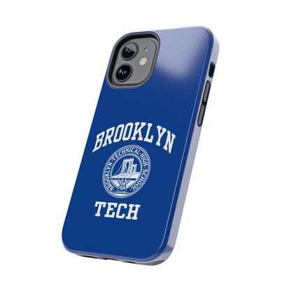 Brooklyn Tech Classic Logo - Tough Phone Cases - Navy blue with white graphics