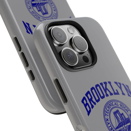Brooklyn Tech Classic Logo - Tough Phone Case - Grey with Navy-Blue graphics