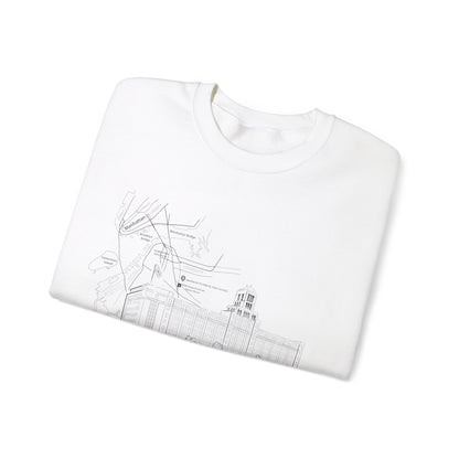 Boutique - Monochrome Building & Map - Men's Heavy Blend Crewneck Sweatshirt