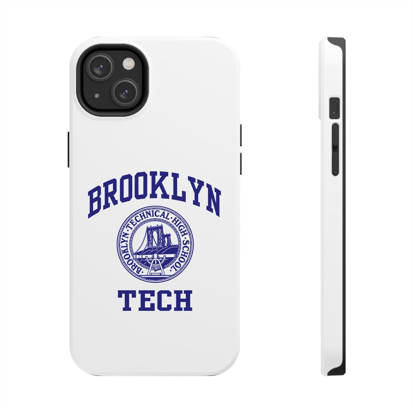 Brooklyn Tech Classic Logo - Tough Phone Cases - White with navy-blue graphic