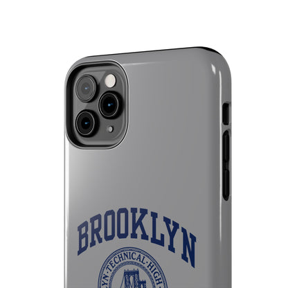 Classic Logo with Brooklyn Tech - Tough Phone Case - Grey with Navy-Blue graphics