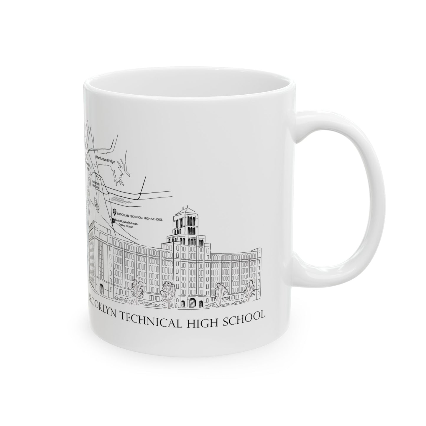 Tech Building - Ceramic Mug, (11oz, 15oz) - B&w