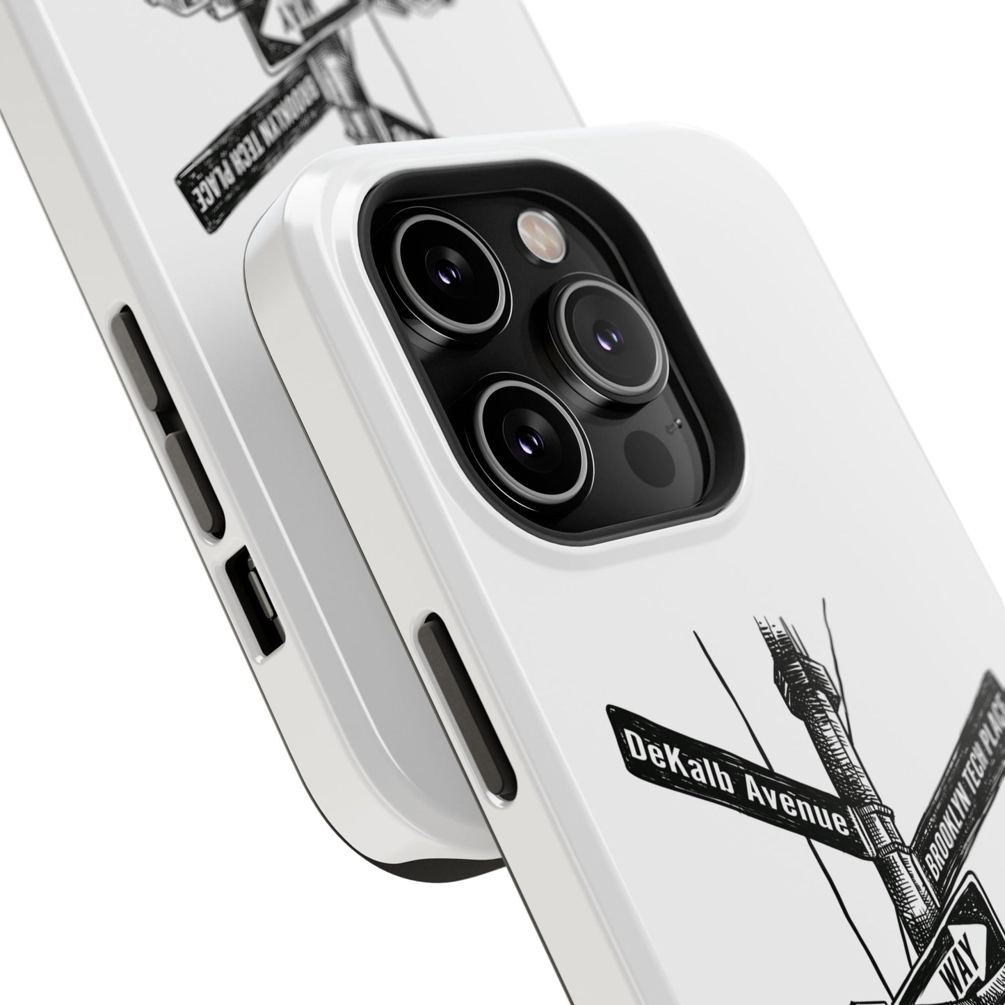 Dekalb Ave & Brooklyn Tech Pl (black graphic) - Impact-Resistant Phone Cases - White