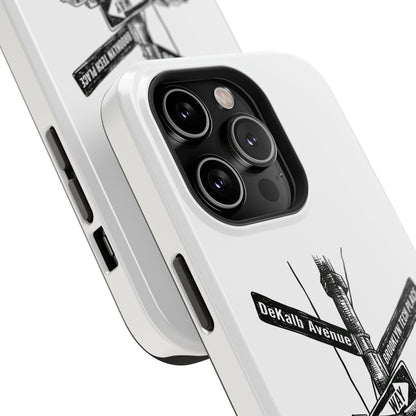Dekalb Ave & Brooklyn Tech Pl (black graphic) - Impact-Resistant Phone Cases - White
