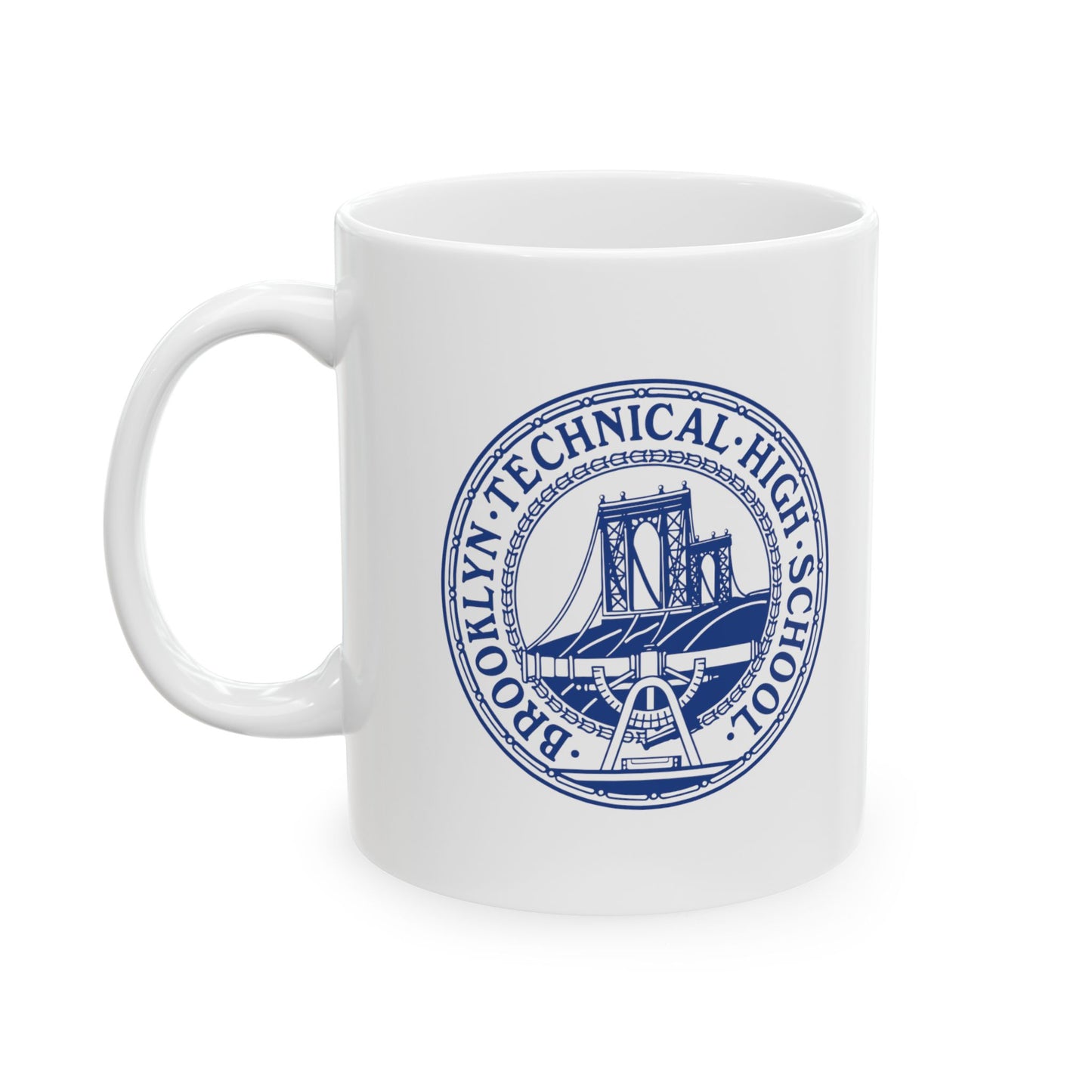 Stacked Logo & Classic Tech Logo - Ceramic Mug, (11oz, 15oz) - Navy