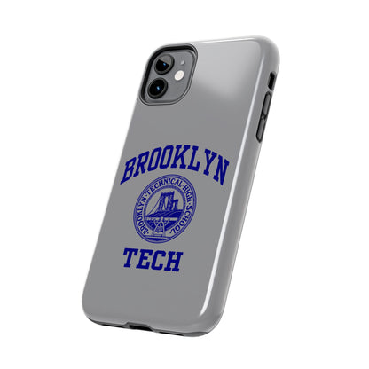 Brooklyn Tech Classic Logo - Tough Phone Case - Grey with Navy-Blue graphics