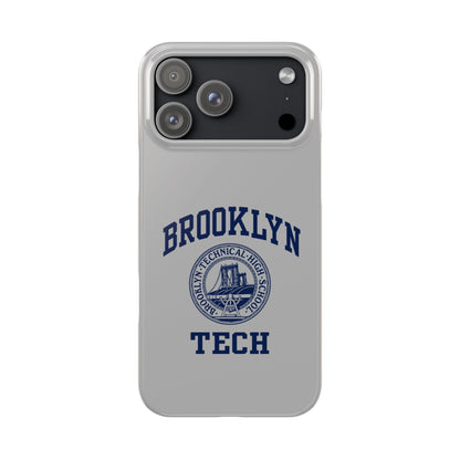 Brooklyn Tech Slim Phone Case - Grey with Navy-Blue Logo