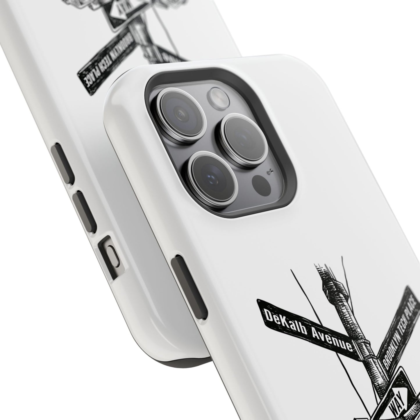 Dekalb Ave & Brooklyn Tech Pl (black graphic) - Impact-Resistant Phone Cases - White