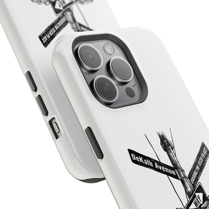 Dekalb Ave & Brooklyn Tech Pl (black graphic) - Impact-Resistant Phone Cases - White