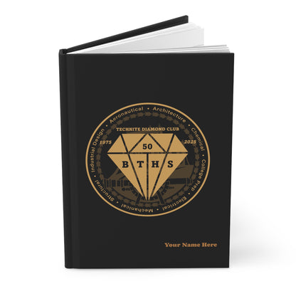 Custom Commemorative Hardcover Journal Matte - Black - Your Name Here - Emblem 4.75"