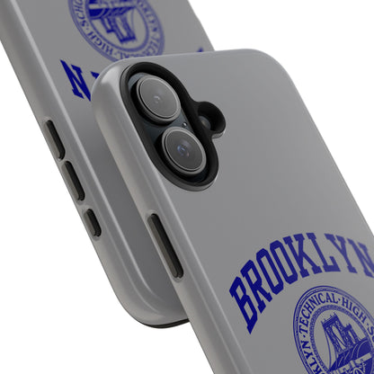 Brooklyn Tech Classic Logo - Tough Phone Case - Grey with Navy-Blue graphics