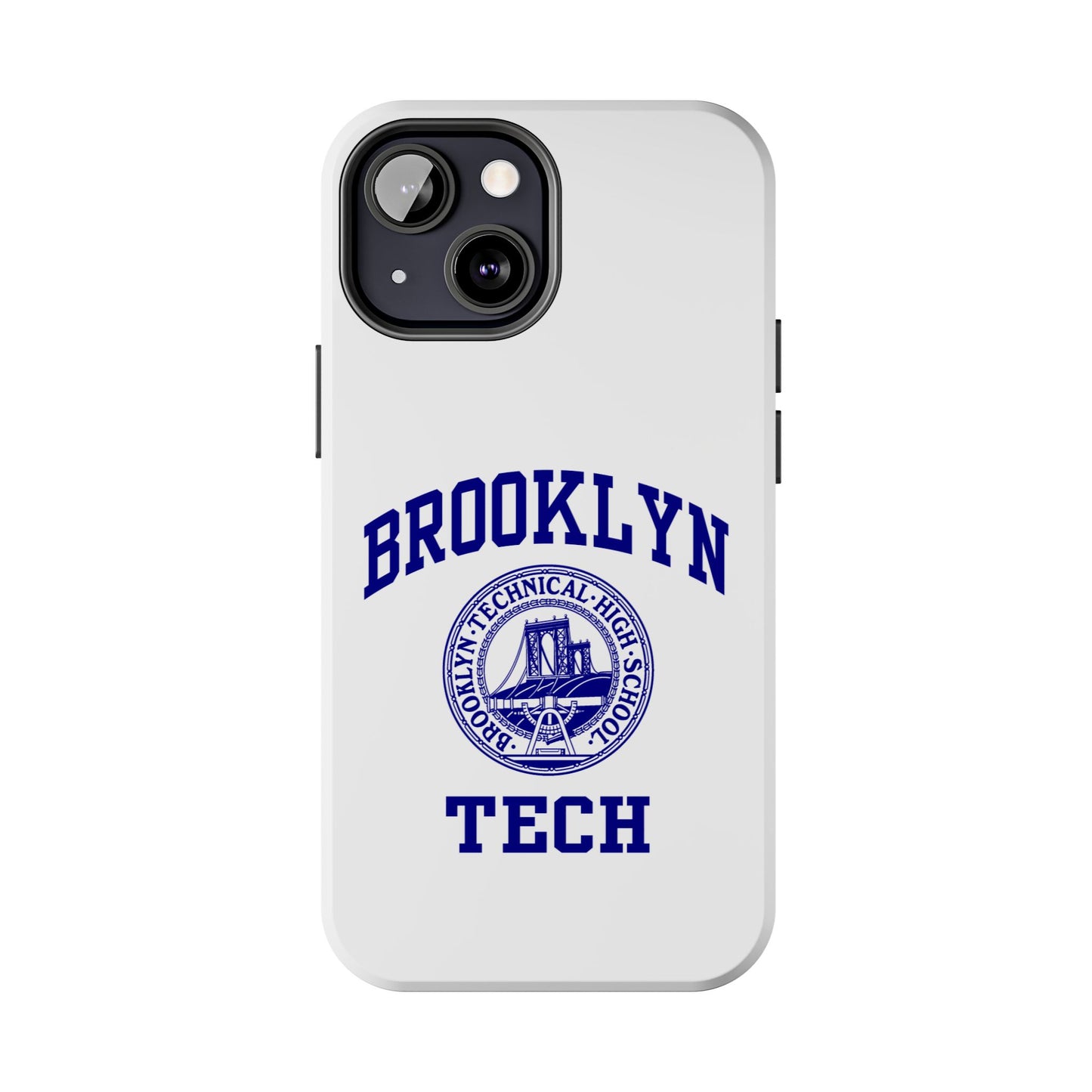 Brooklyn Tech Classic Logo - Tough Phone Cases - White with navy-blue graphic