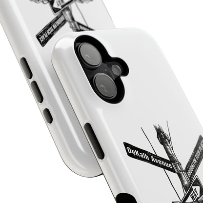 Dekalb Ave & Brooklyn Tech Pl (black graphic) - Impact-Resistant Phone Cases - White