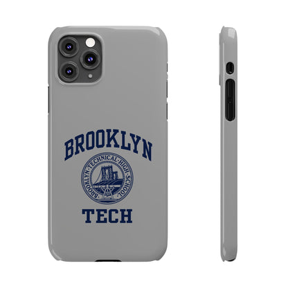 Brooklyn Tech Slim Phone Case - Grey with Navy-Blue Logo