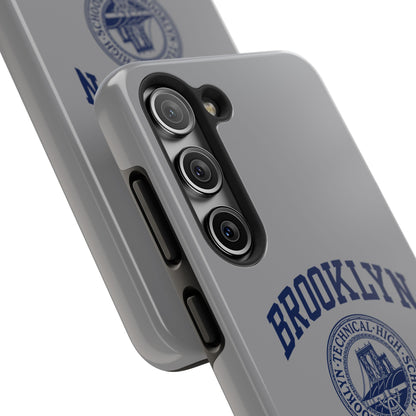Classic Logo with Brooklyn Tech - Tough Phone Case - Grey with Navy-Blue graphics