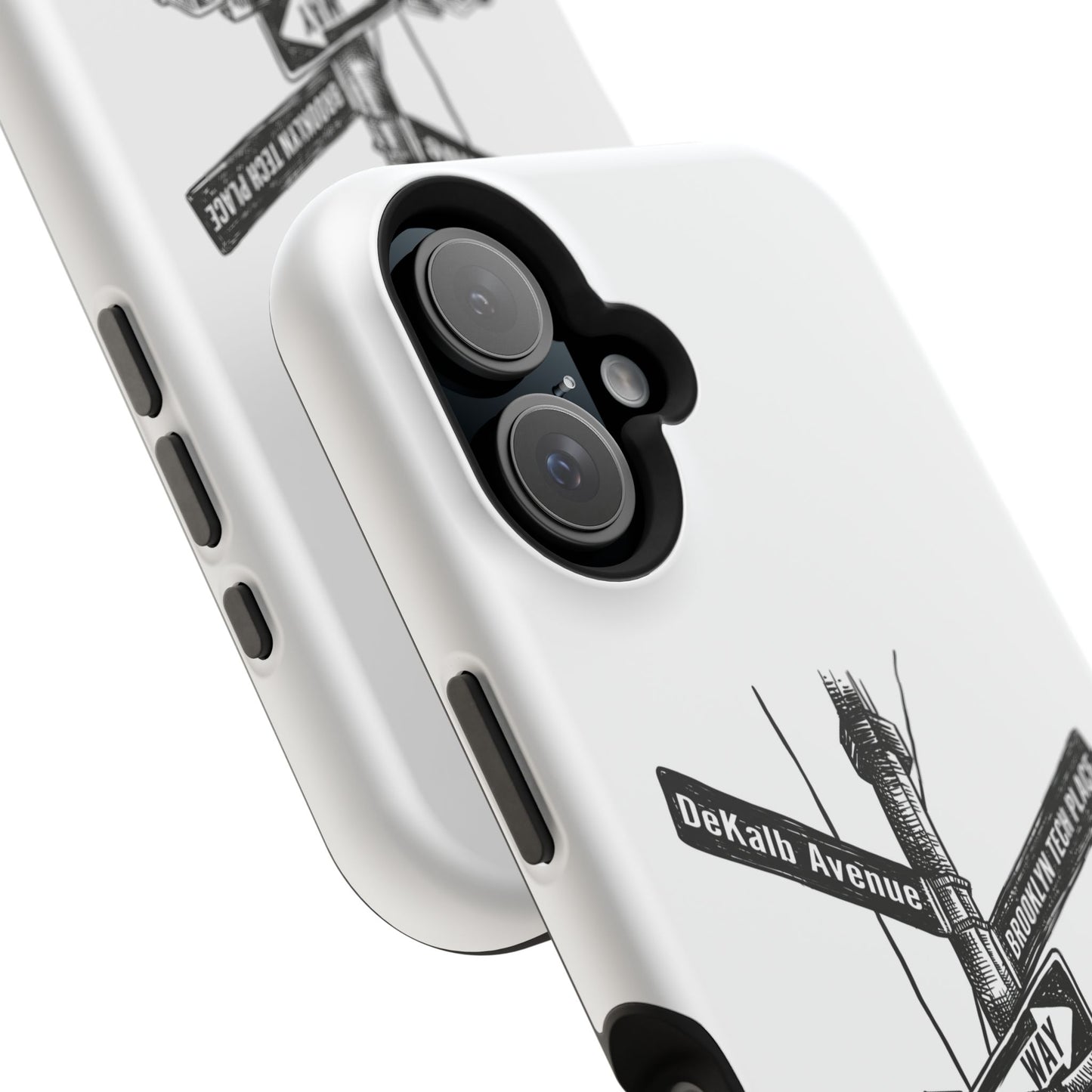 Dekalb Ave & Brooklyn Tech Pl (black graphic) - Impact-Resistant Phone Cases - White