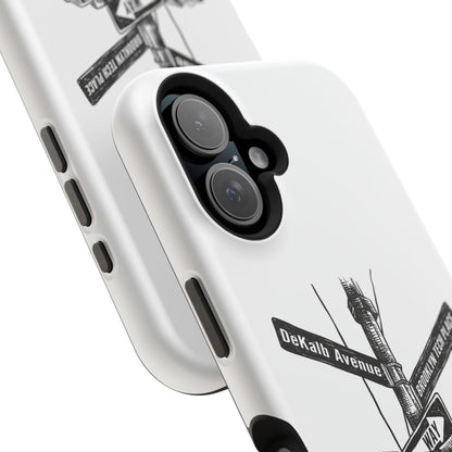 Dekalb Ave & Brooklyn Tech Pl (black graphic) - Impact-Resistant Phone Cases - White