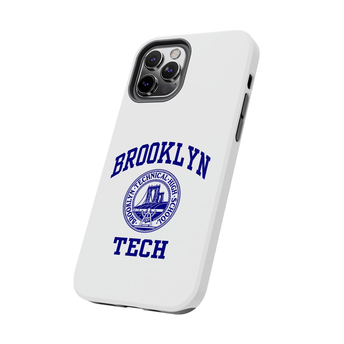 Brooklyn Tech Classic Logo - Tough Phone Cases - White With Navy-Blue Graphic