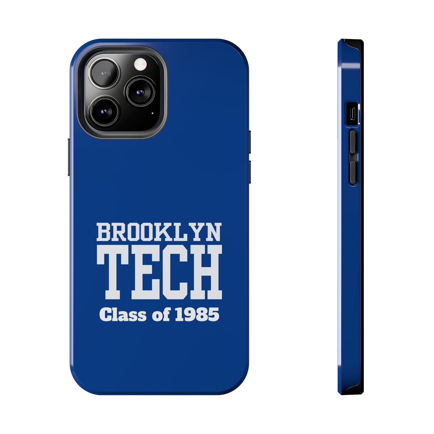 Brooklyn Tech Class Of 1985 Tough Phone Case - Navy-Blue With White Graphics