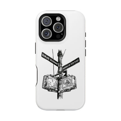 Dekalb Ave & Brooklyn Tech Pl (black graphic) - Impact-Resistant Phone Cases - White