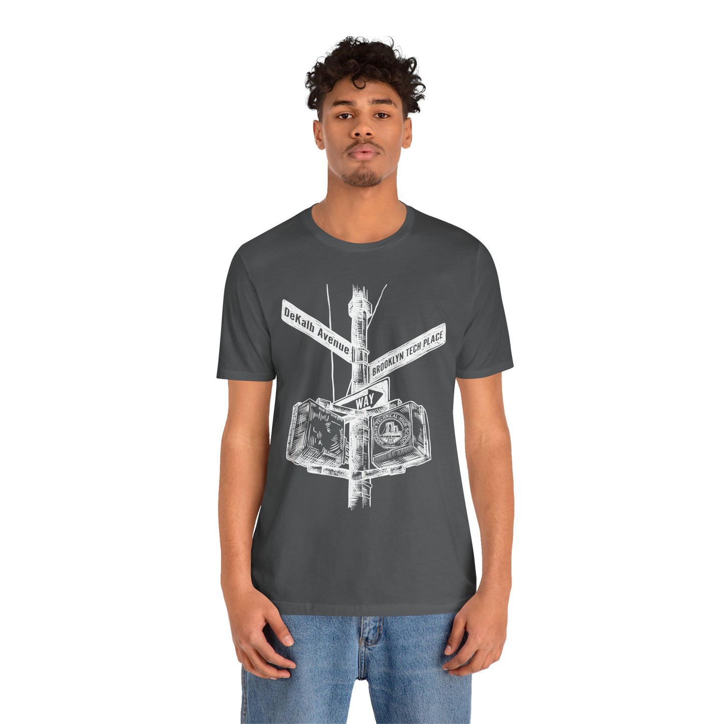 Boutique - DeKalb Avenue & Brooklyn Tech Place - white graphic - Men's  Jersey Short Sleeve T-Shirt