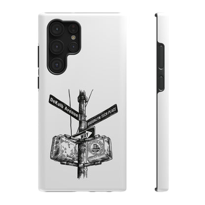 Dekalb Ave & Brooklyn Tech Pl (black graphic) - Impact-Resistant Phone Cases - White