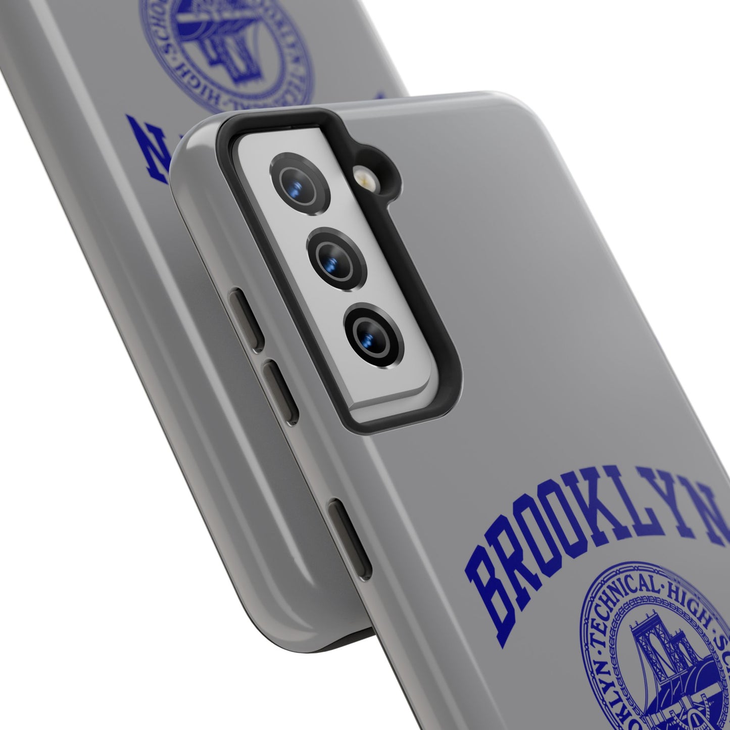 Brooklyn Tech Classic Logo - Tough Phone Case - Grey with Navy-Blue graphics