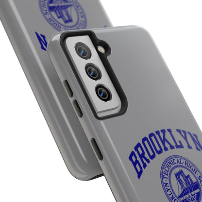 Brooklyn Tech Classic Logo - Tough Phone Case - Grey with Navy-Blue graphics
