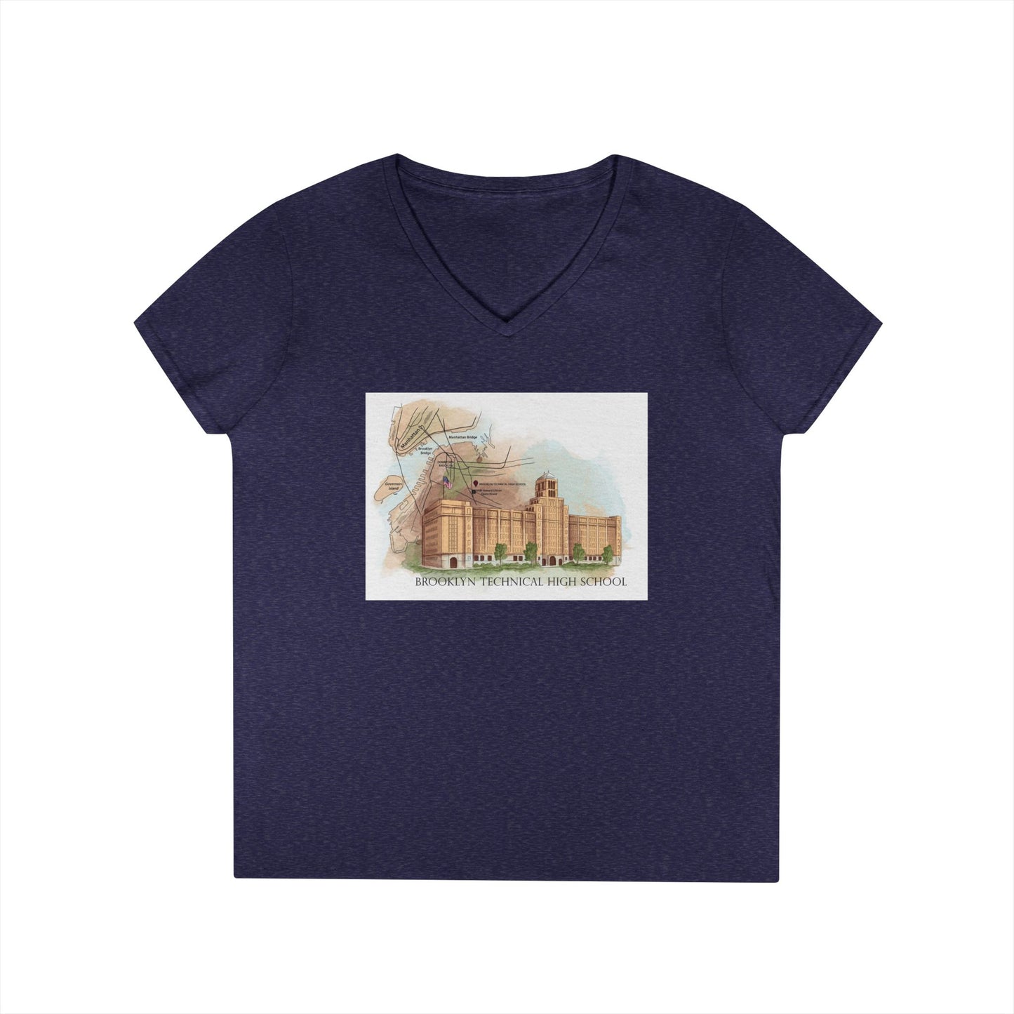 Boutique - Color Building & Map - Ladies' V-Neck T-Shirt