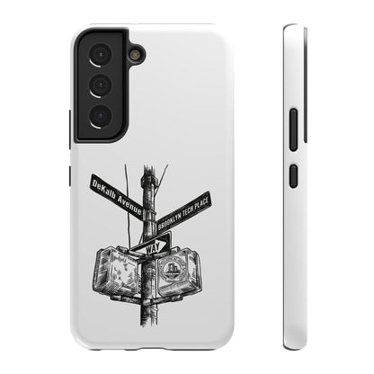 Dekalb Ave & Brooklyn Tech Pl (black graphic) - Impact-Resistant Phone Cases - White
