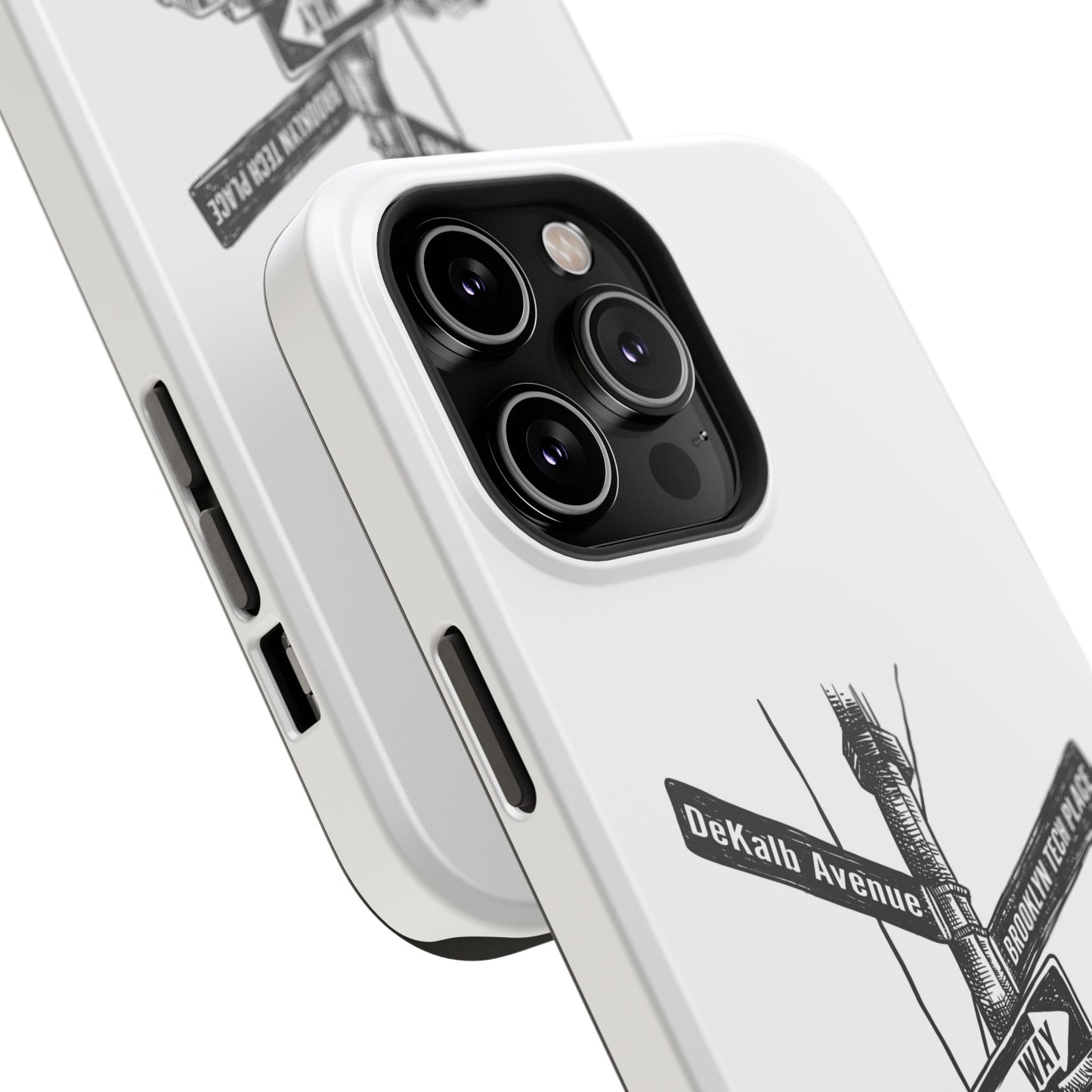 Dekalb Ave & Brooklyn Tech Pl (black graphic) - Impact-Resistant Phone Cases - White